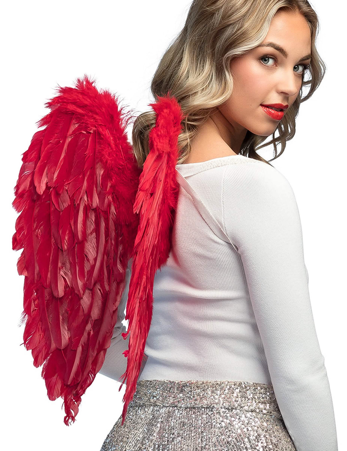 alas rojas para adulto de plumas