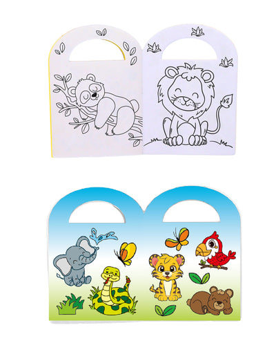 Álbum de colorear con pegatinas del zoo