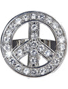 Bague hippie pour adulte argentée avec strass en forme de peace and love