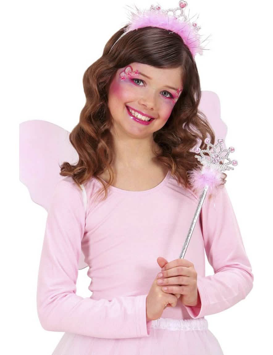 Varita y tiara de princesa para niño rosa y plateado