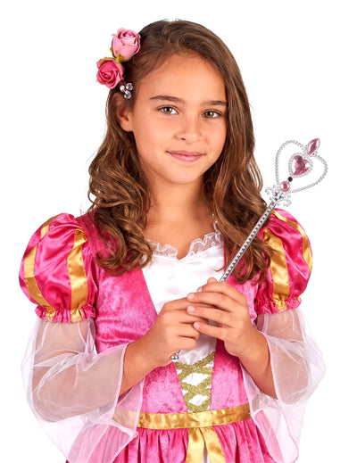 Varita princesa corazón rosa plateada adulto y niño