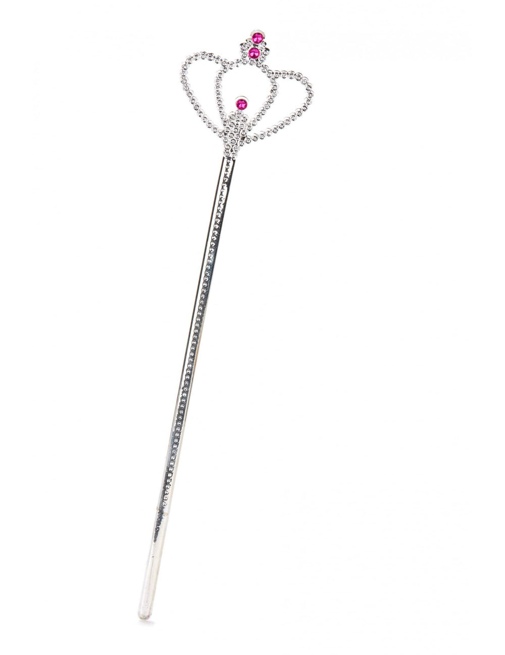 Baguette princesa diamante para adulto y niño plateada con piedras rosas