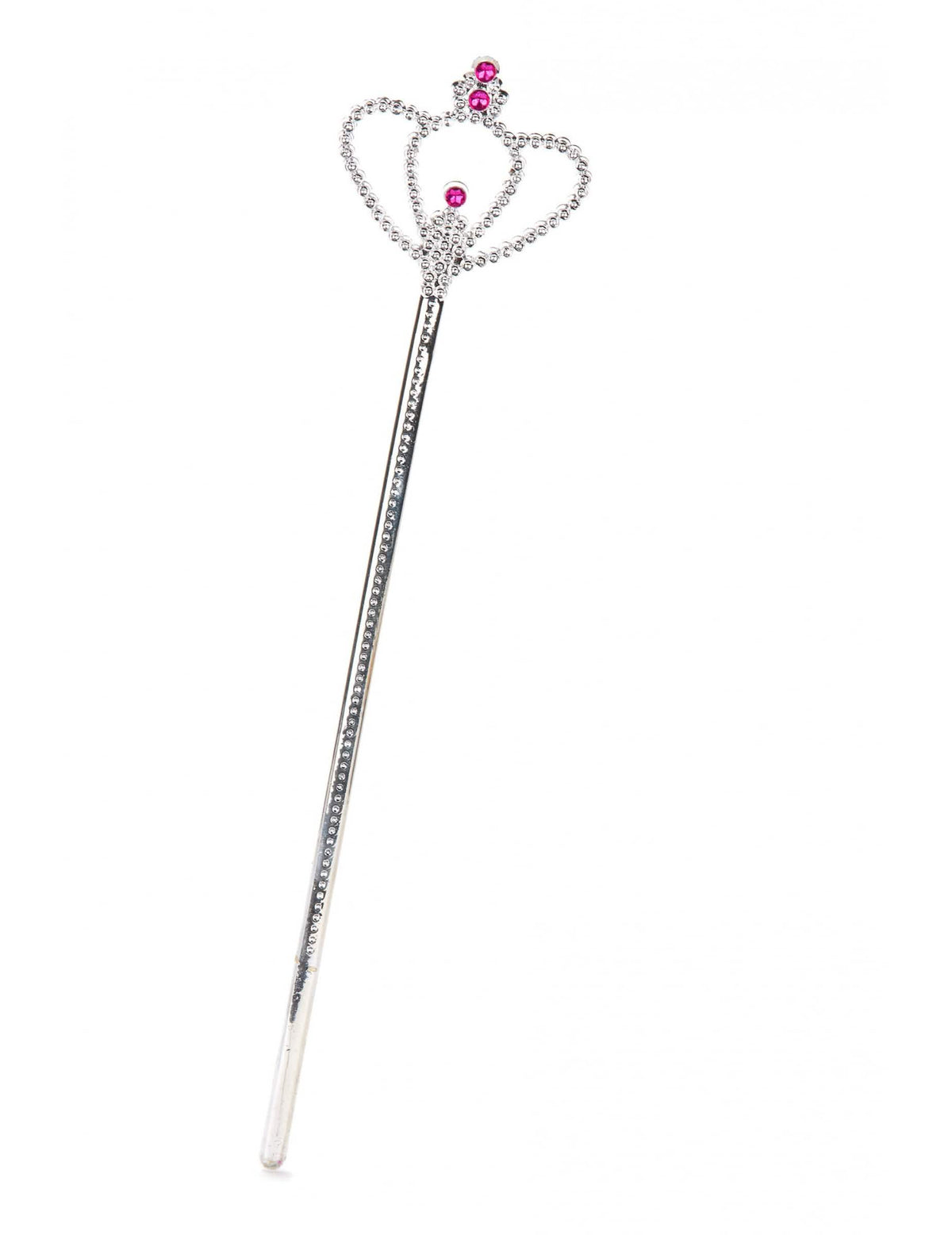 Baguette princesa diamante para adulto y niño plateada con piedras rosas