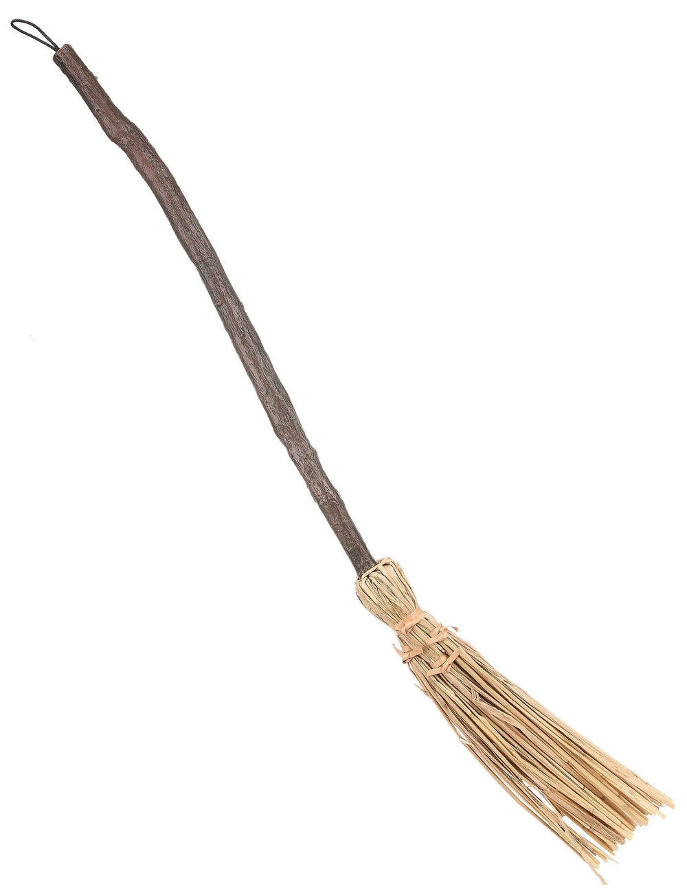 Escoba de bruja para adulto y niño de madera clara y paja