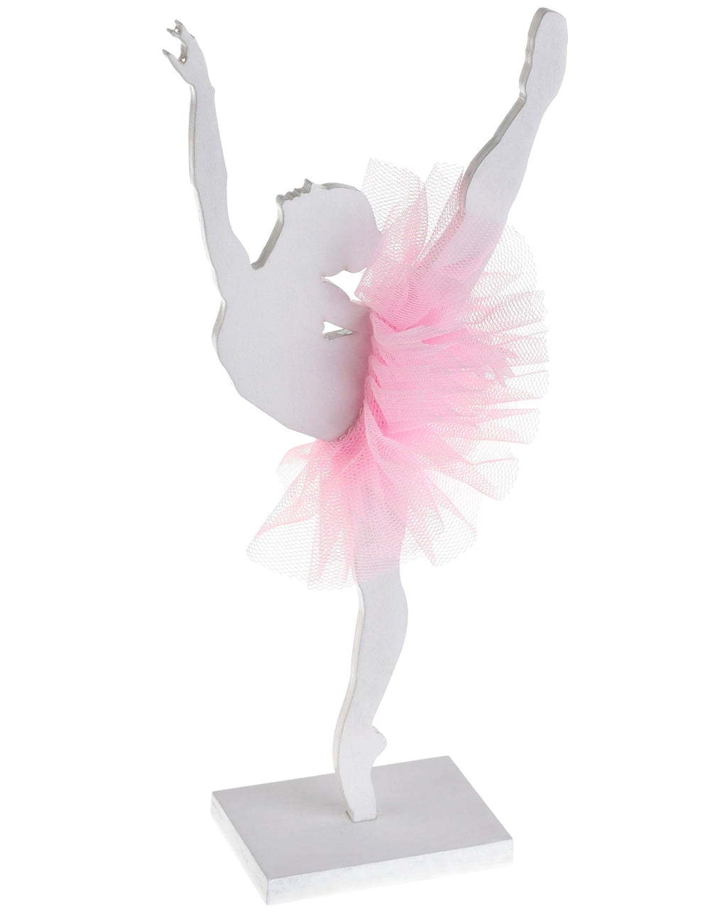 Ballerine en bois pour décoration blanche avec tutu rose