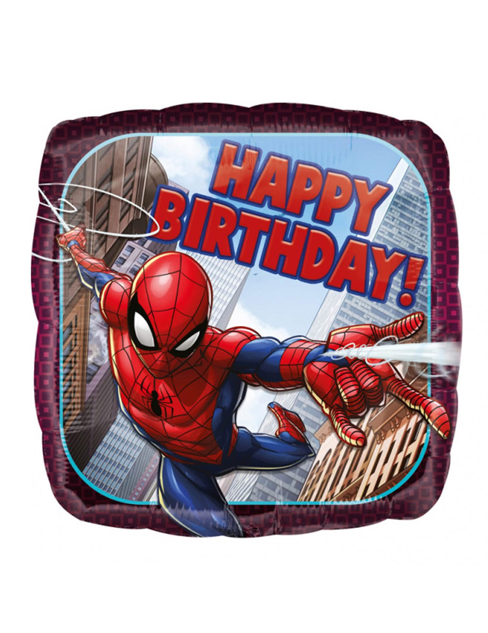 Globo de aluminio cuadrado Spider-man Happy Birthday para cumpleaños rojo y azul con decoración de ciudad