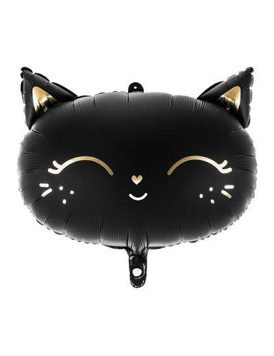 Ballon aluminium chat pour Halloween noir et doré