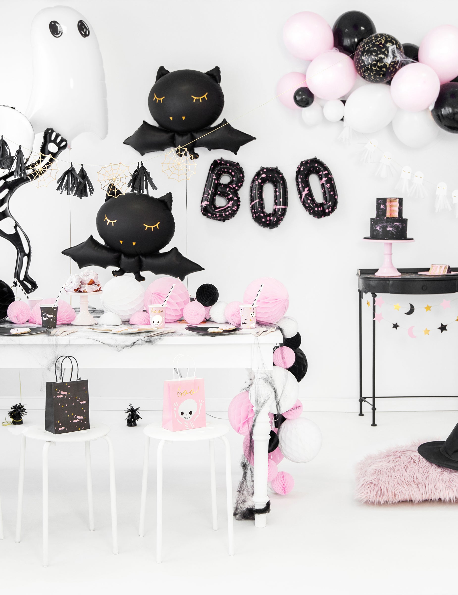 Mise en scène de fête du ballon aluminium chauve-souris