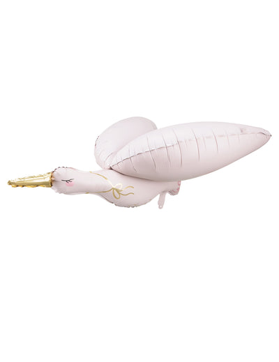 Ballon aluminium cigogne pour fête rose pâle et doré
