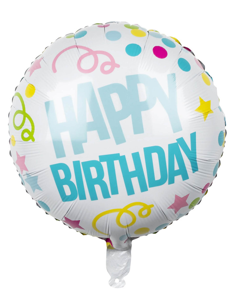 Globo de aluminio confetis Happy Birthday para cumpleaños blanco con motivos coloridos