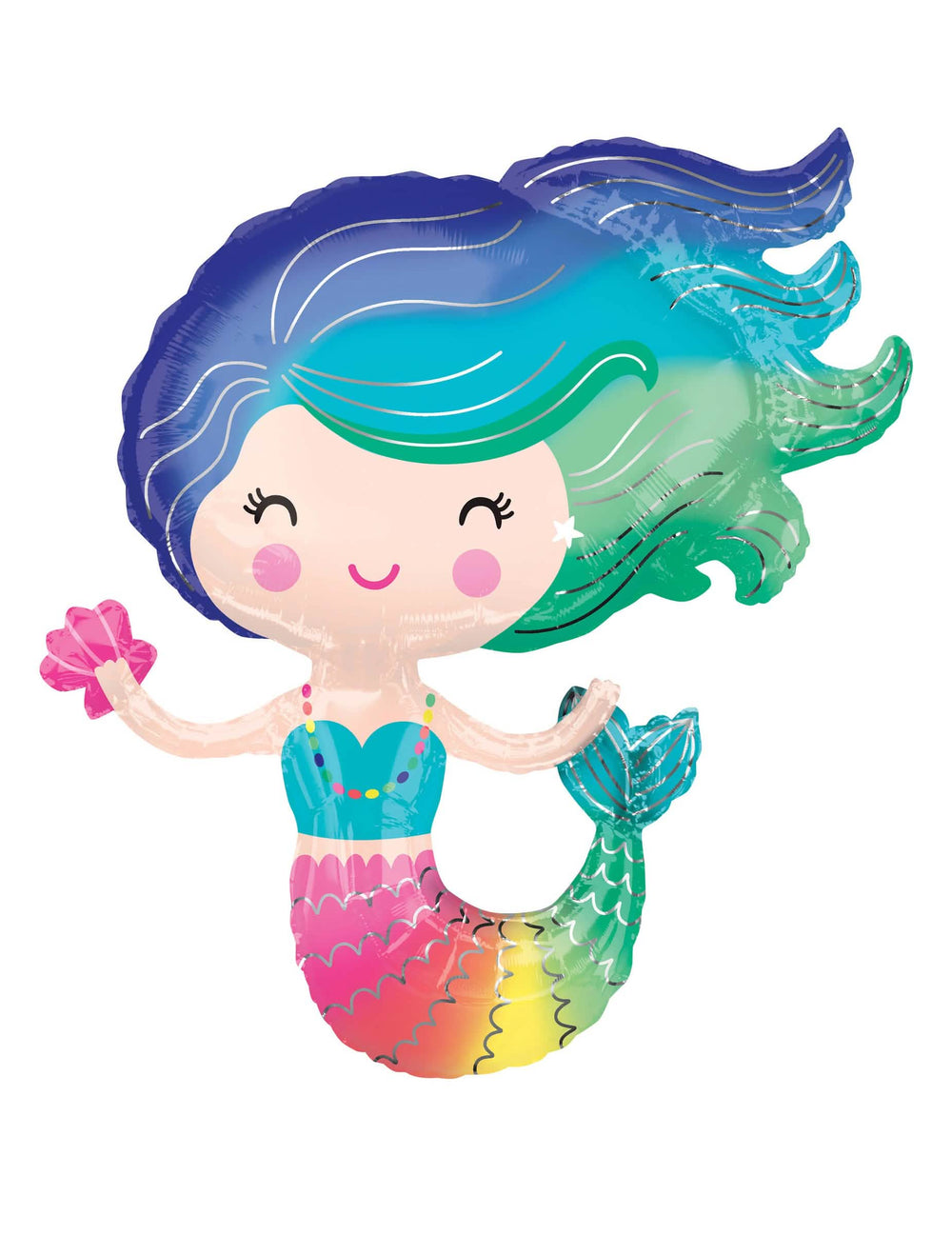 Globo de aluminio sirenas para niño holográfico multicolor