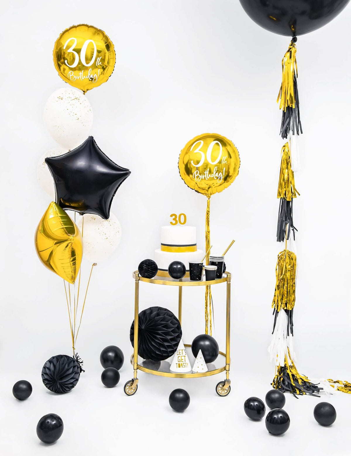 Decoración para cumpleaños 30 años del globo de aluminio estrella dorada