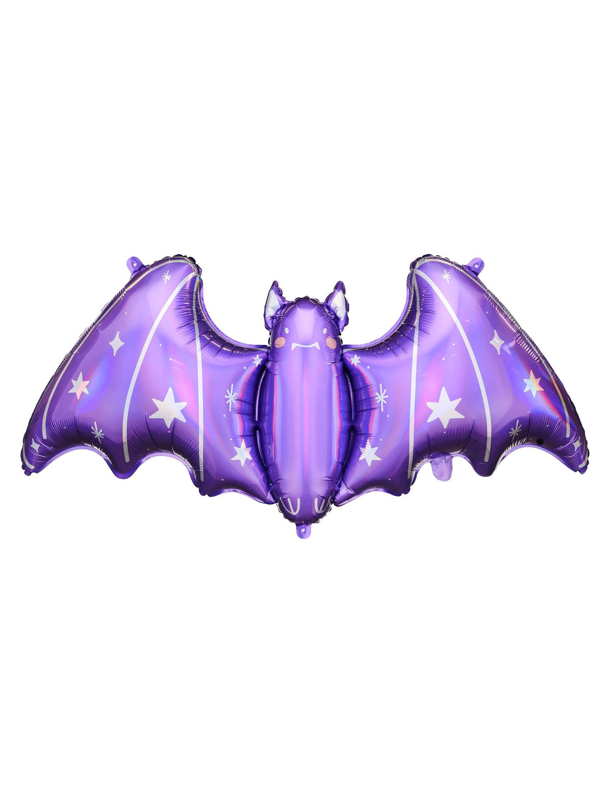 Ballon aluminium géant chauve-souris pour Halloween violette irisée avec étoiles