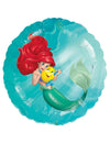 Globo de aluminio La pequeña sirena para niño azul turquesa con Ariel y Flounder