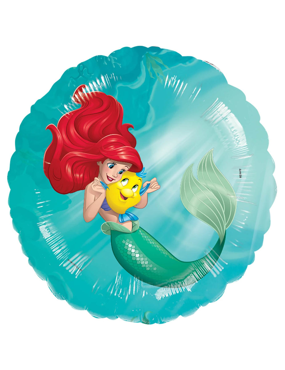 Globo de aluminio La pequeña sirena para niño azul turquesa con Ariel y Flounder