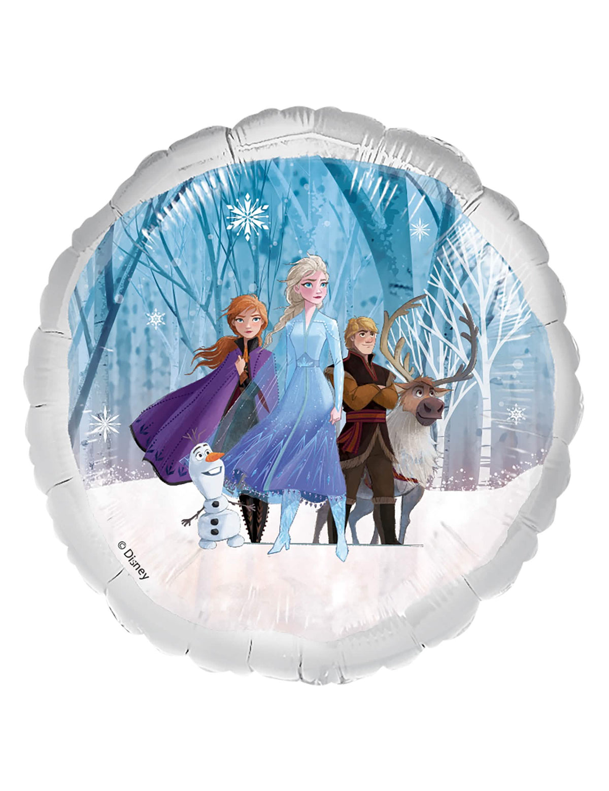 Ballon aluminium La reine des neiges pour enfant bleu et blanc avec Elsa Anna et Olaf