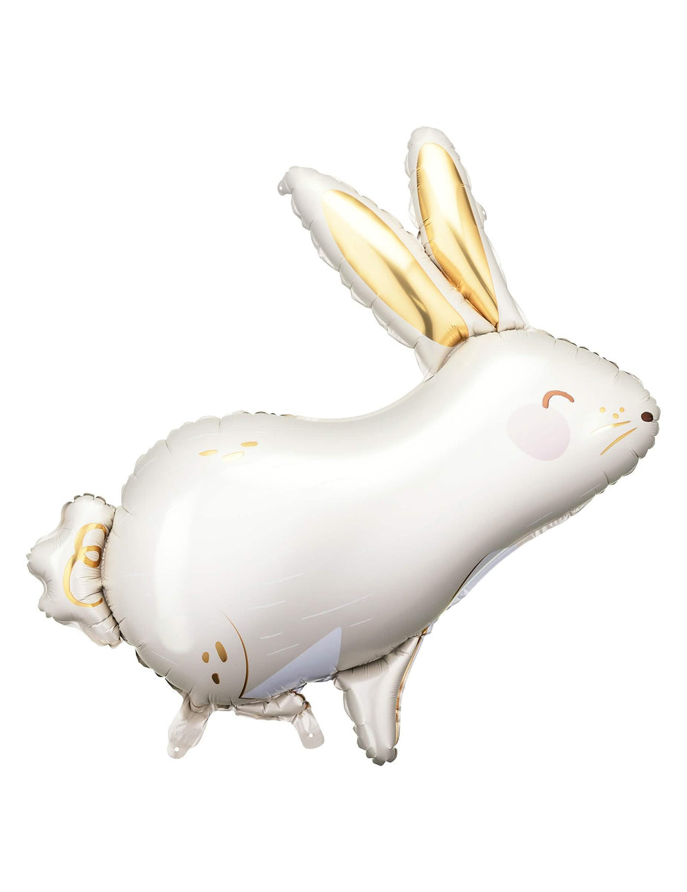 Ballon aluminium lapin pour Pâques blanc et or