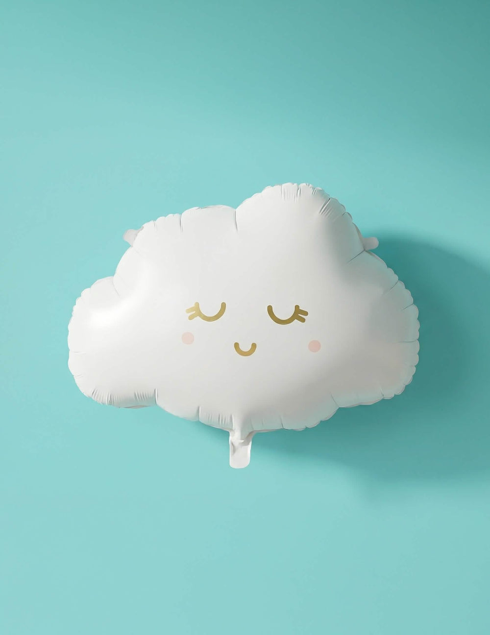 Ballon aluminium nuage souriant blanc et doré aux joues roses