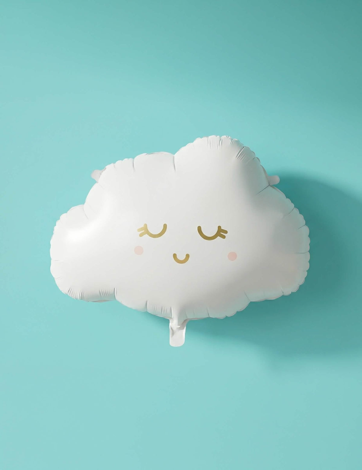 Ballon aluminium nuage souriant blanc et doré aux joues roses