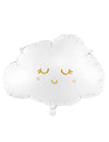 Ballon aluminium nuage souriant blanc et doré aux joues roses
