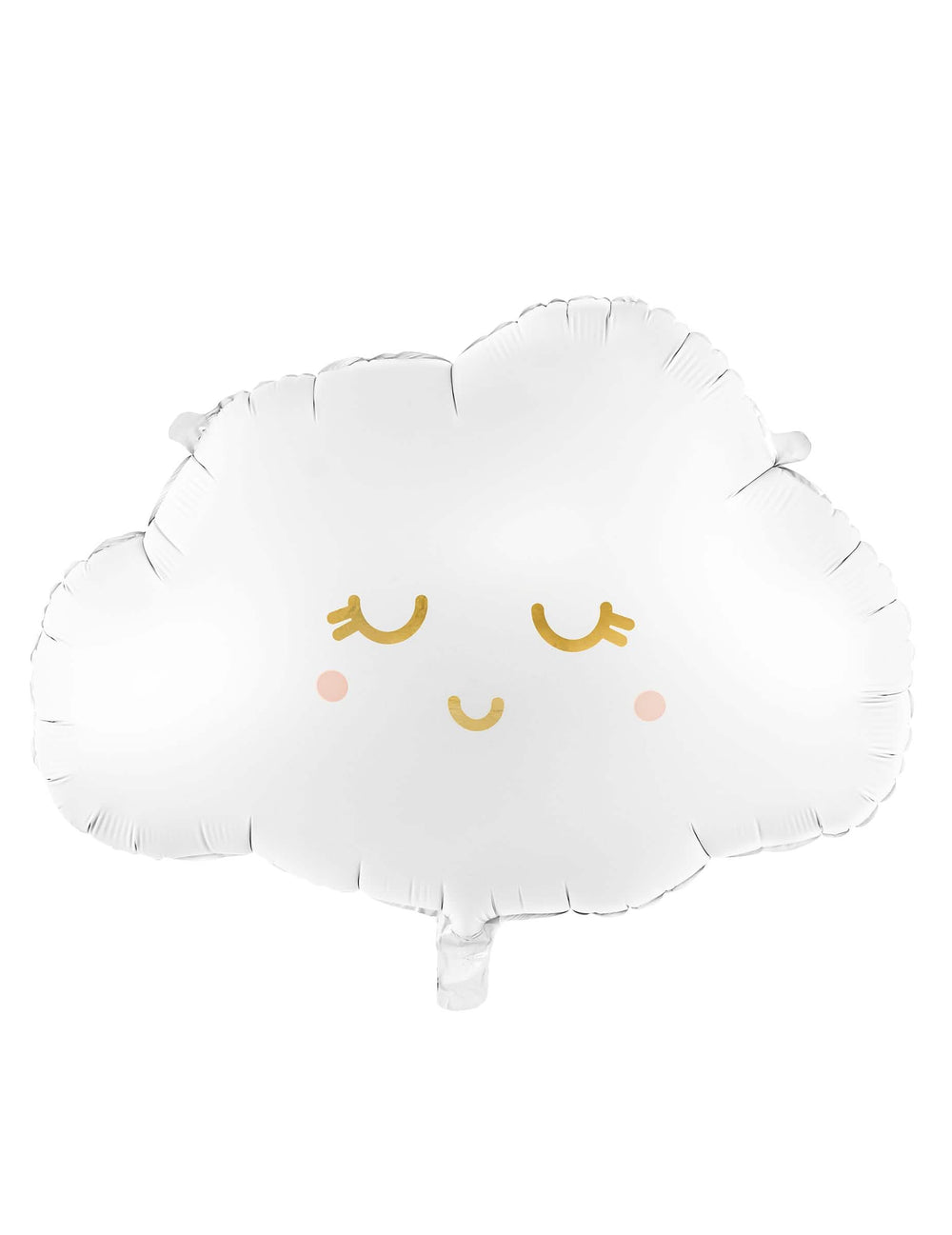 Ballon aluminium nuage souriant blanc et doré aux joues roses