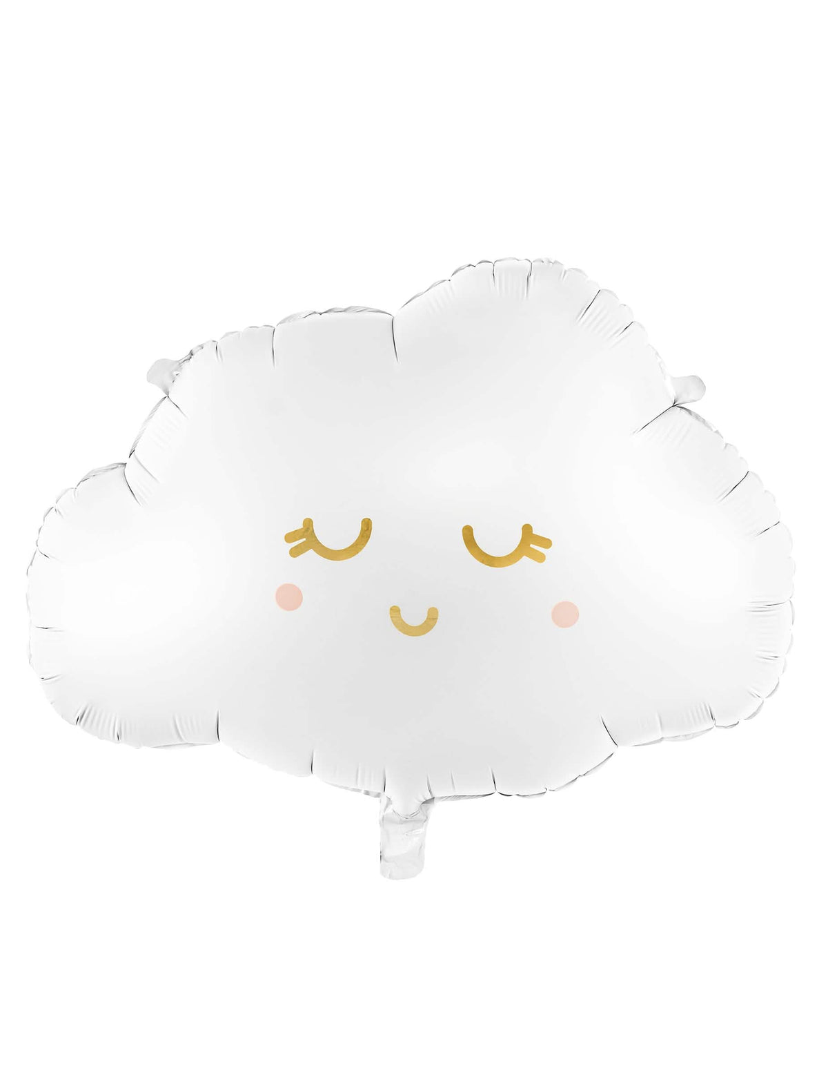 Ballon aluminium nuage souriant blanc et doré aux joues roses
