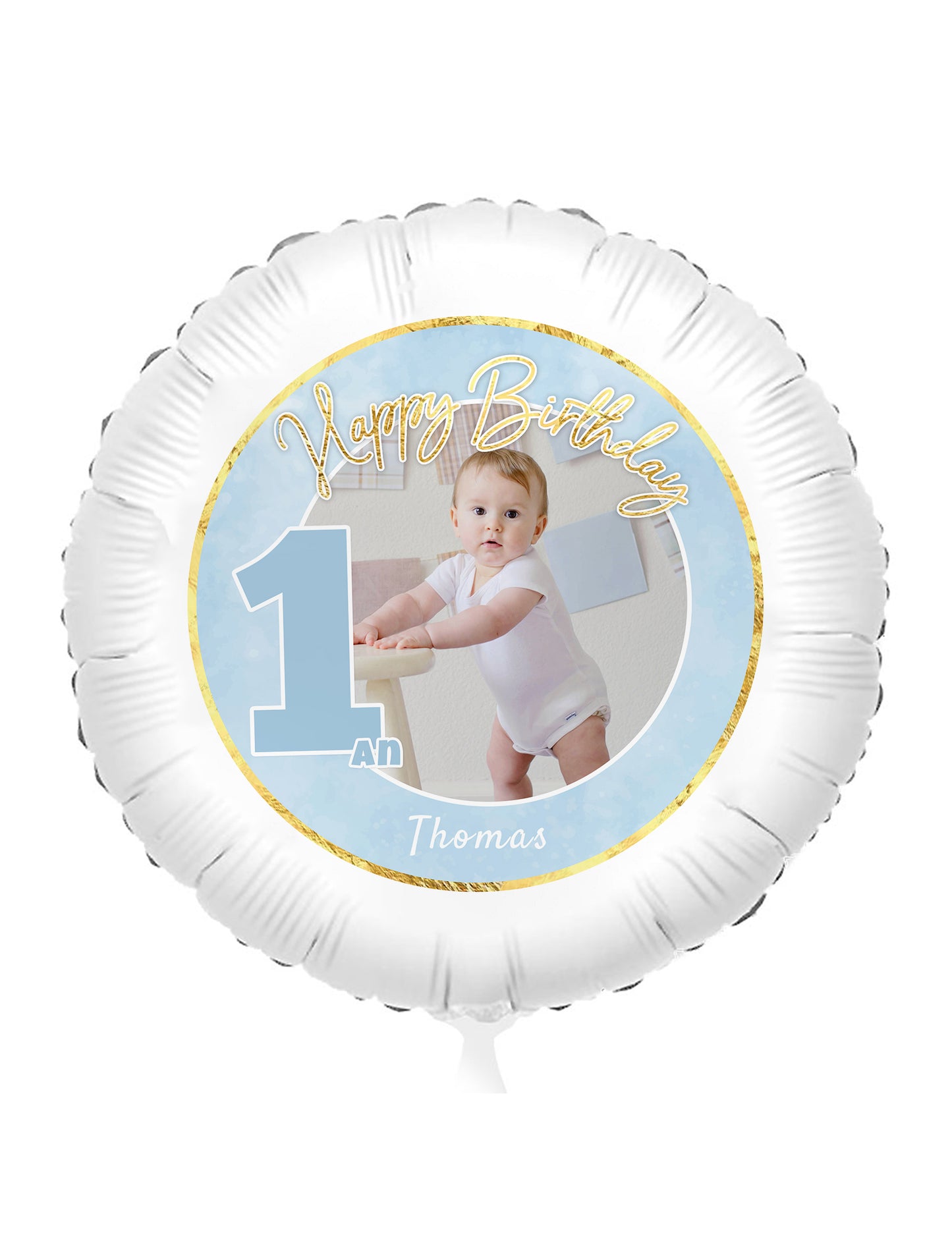 Globo de aluminio personalizable para 1 año azul y dorado 50 cm