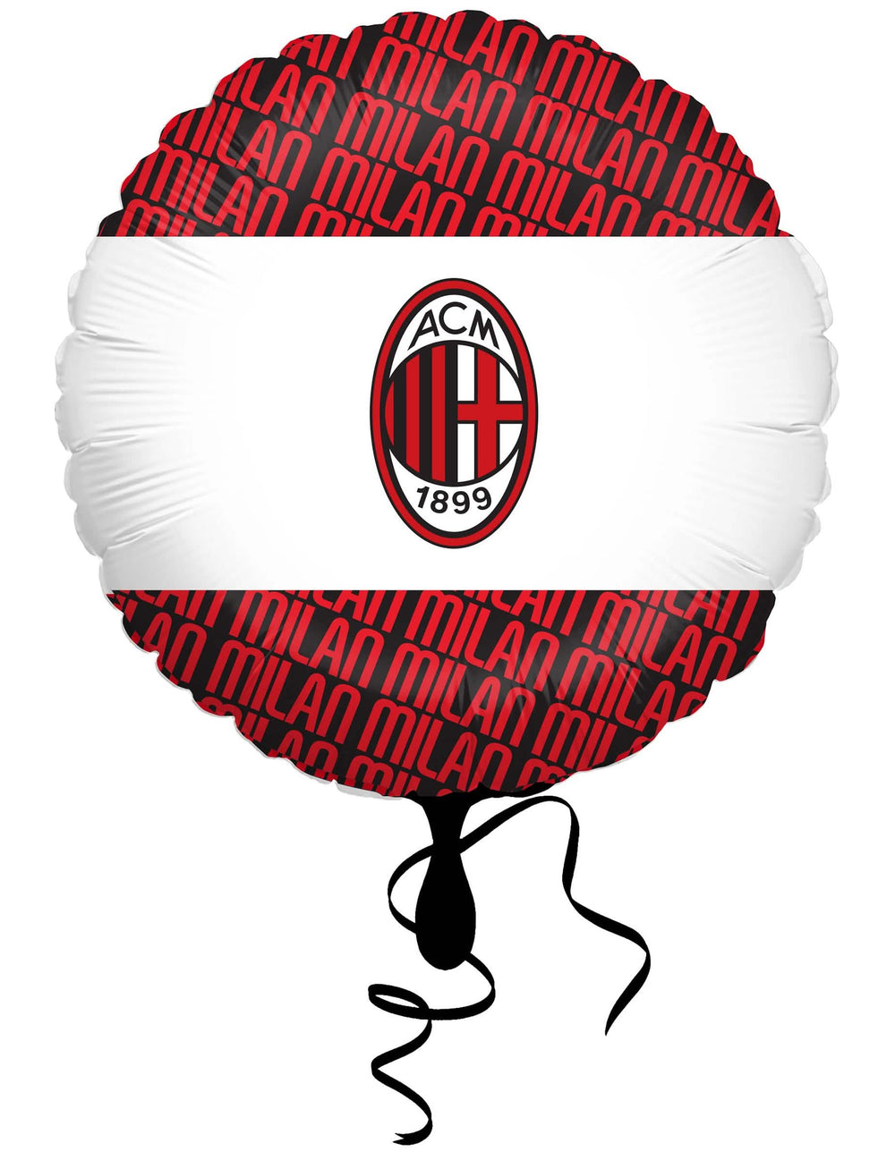 Ballon aluminium rond AC Milan rouge noir et blanc