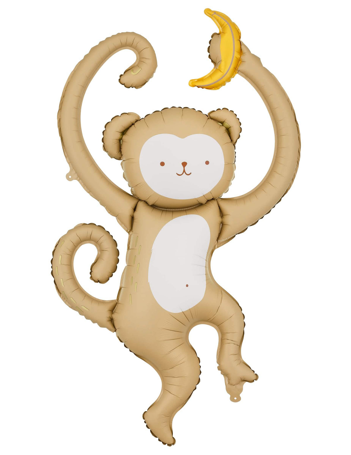 Ballon aluminium Singe beige tenant une banane