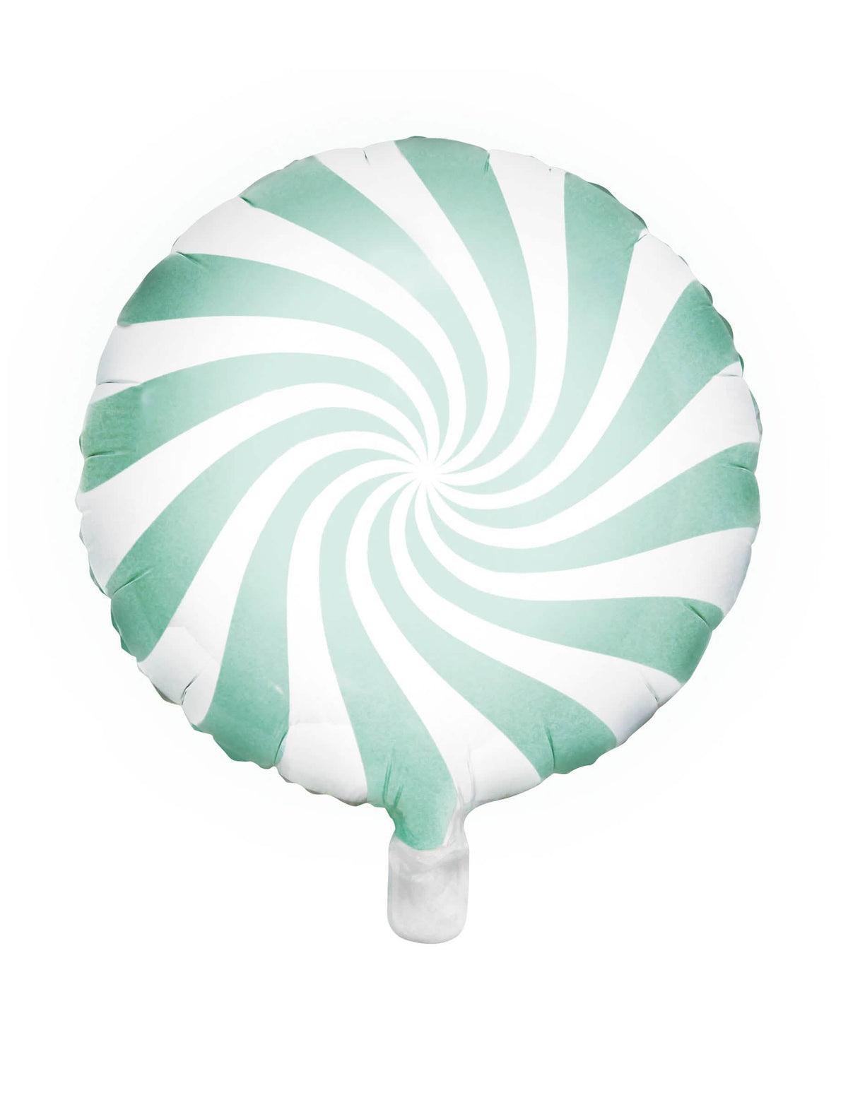Globo de aluminio piruleta para fiesta menta y blanco a espirales