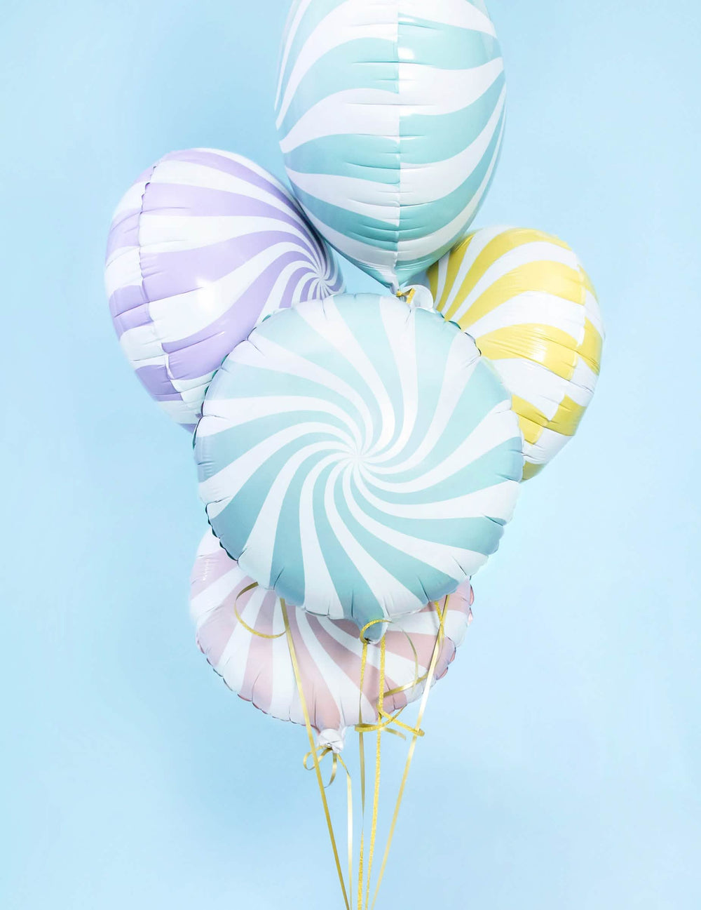 Globo de aluminio piruleta para decoración de fiesta turquesa y blanco