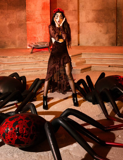 Globo de aluminio con soporte Araña XXL negro y rojo 275 x 152 cm