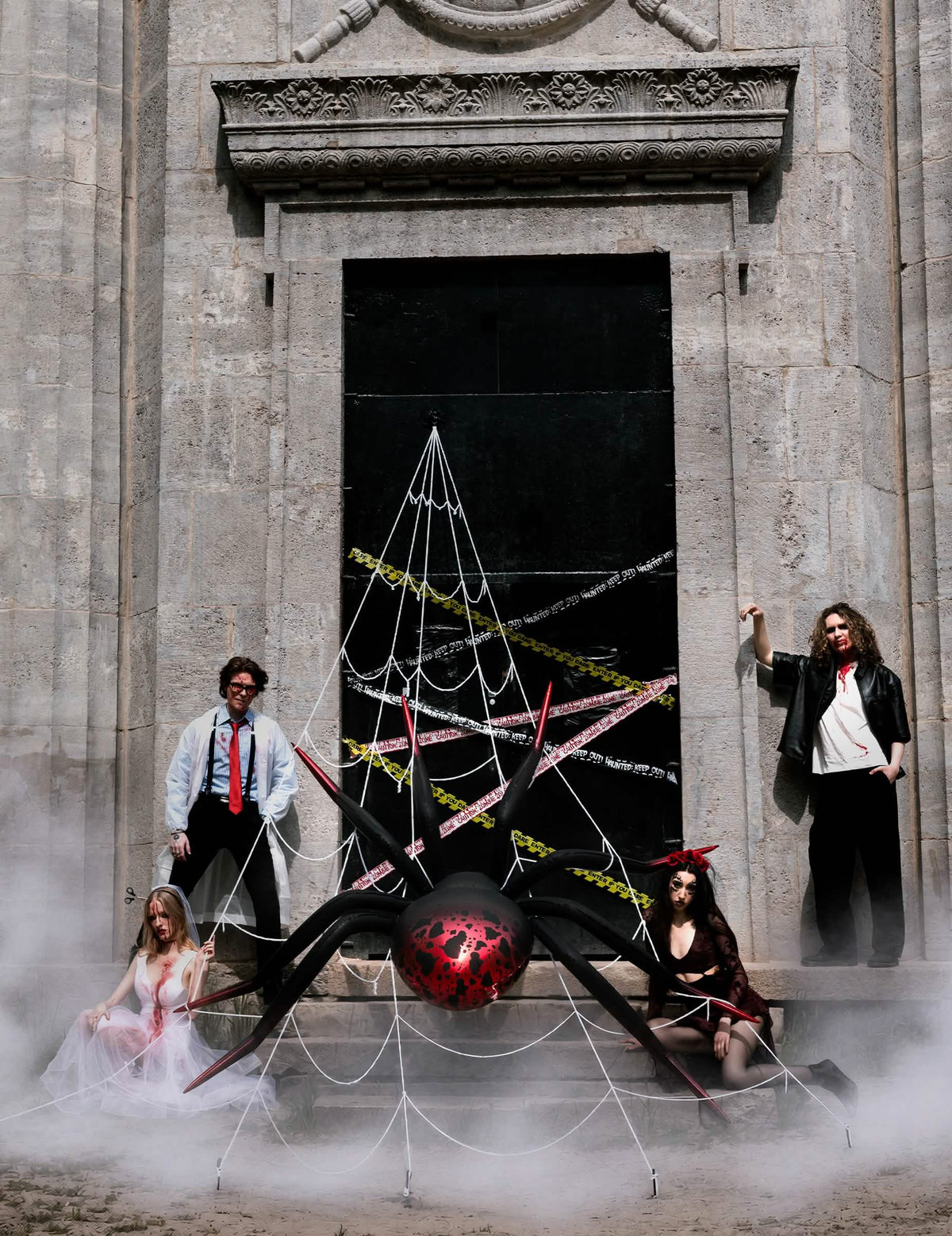 Globo de aluminio con soporte Araña XXL negro y rojo 275 x 152 cm