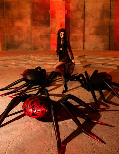 Globo de aluminio con soporte Araña XXL negro y rojo 275 x 152 cm