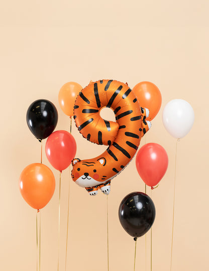 Bouquet de ballons colorés du ballon aluminium tigre chiffre 9