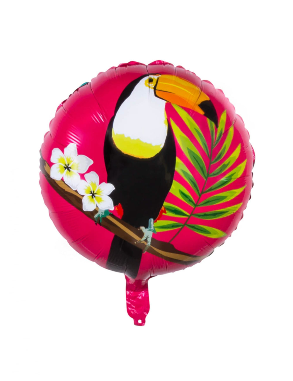 Vue du côté fuschia du ballon aluminium toucan pour fête