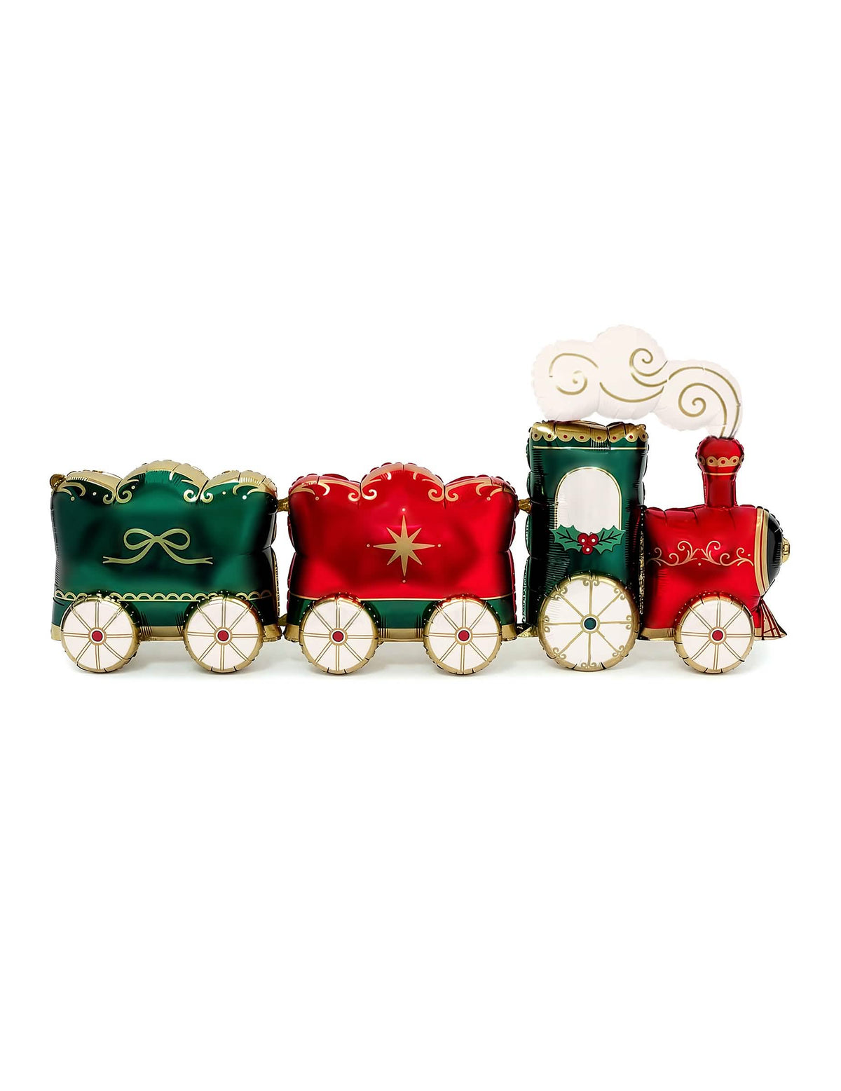 Globo de aluminio Tren de Navidad XXL verde y rojo 221 x 96 cm