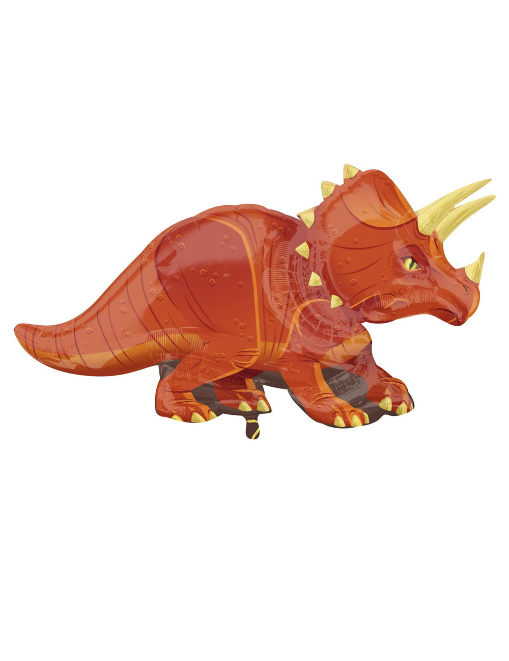 Ballón de aluminio dinosaurio tricératops naranja carry me helio