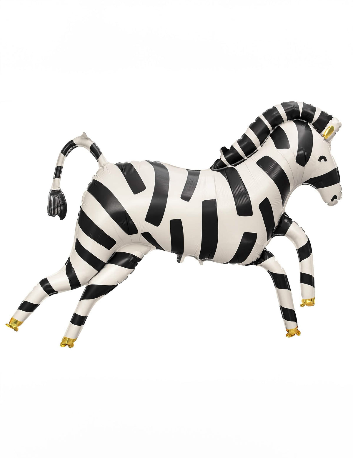 Ballon aluminium zèbre pour fête noir et blanc avec détails dorés