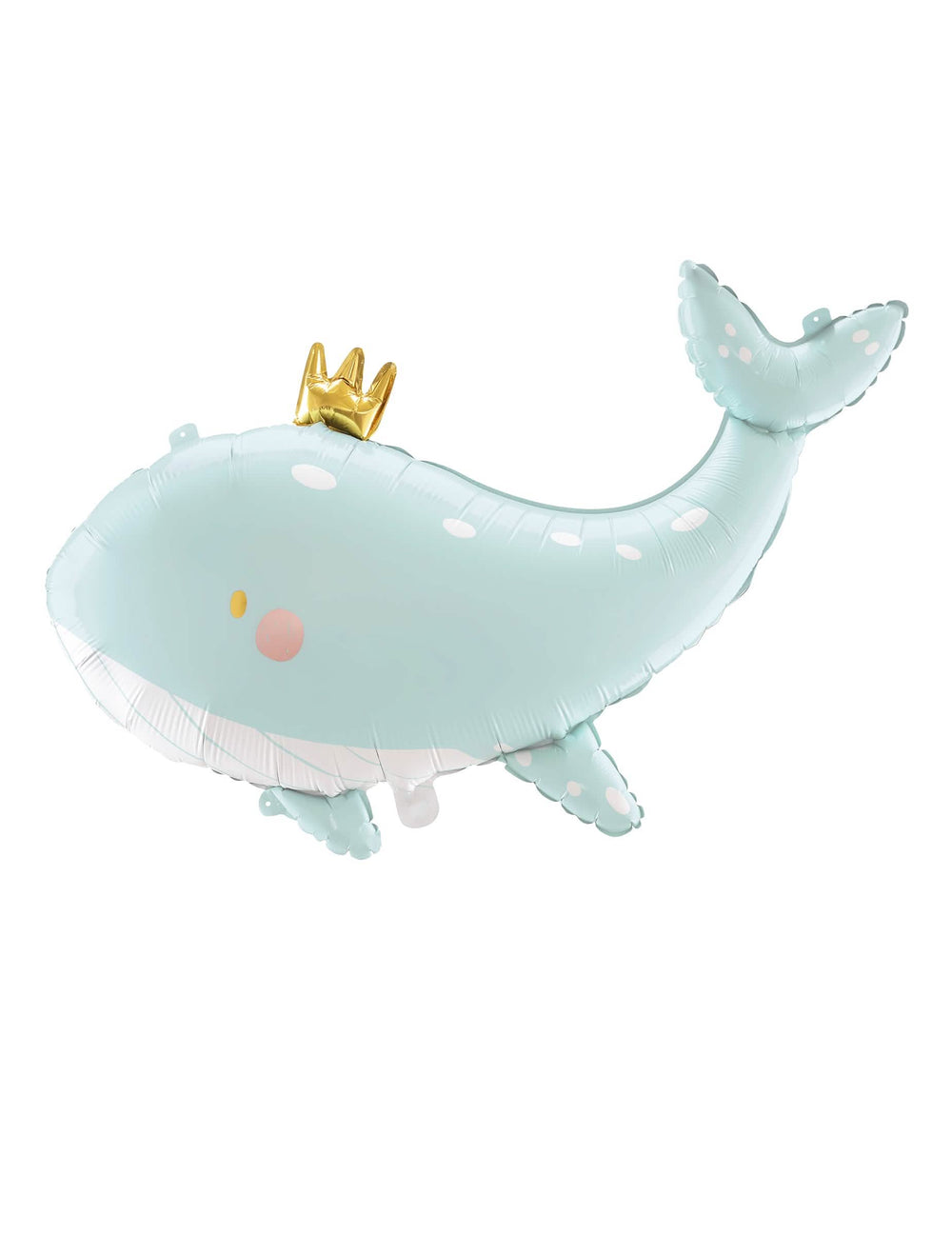 Ballon en aluminium baleine pour enfant bleu ciel avec couronne dorée