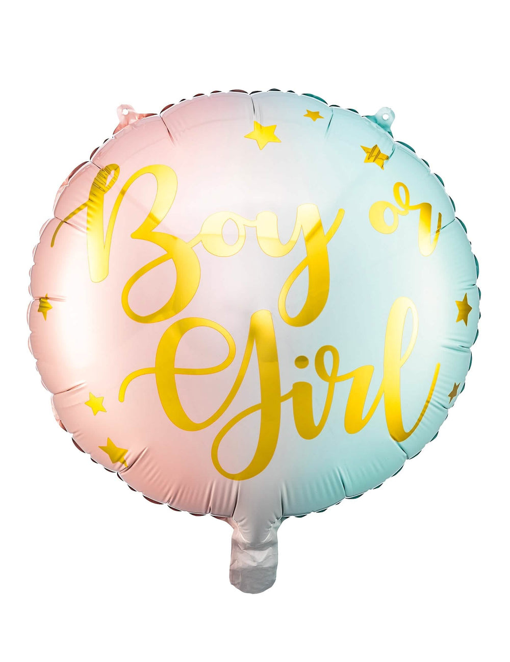 Ballon en aluminium boy or girl pour gender reveal rose et bleu pastel
