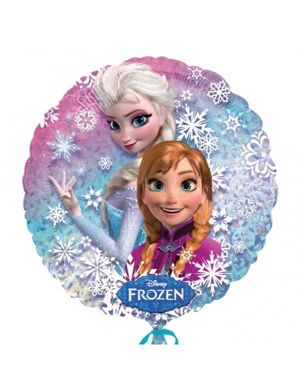 Globo de aluminio Frozen para niño azul y violeta con Elsa y Anna