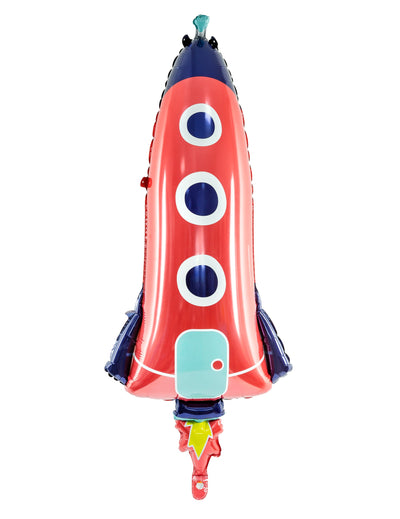 Ballon en aluminium fusée pour enfant rouge et bleu avec hublots