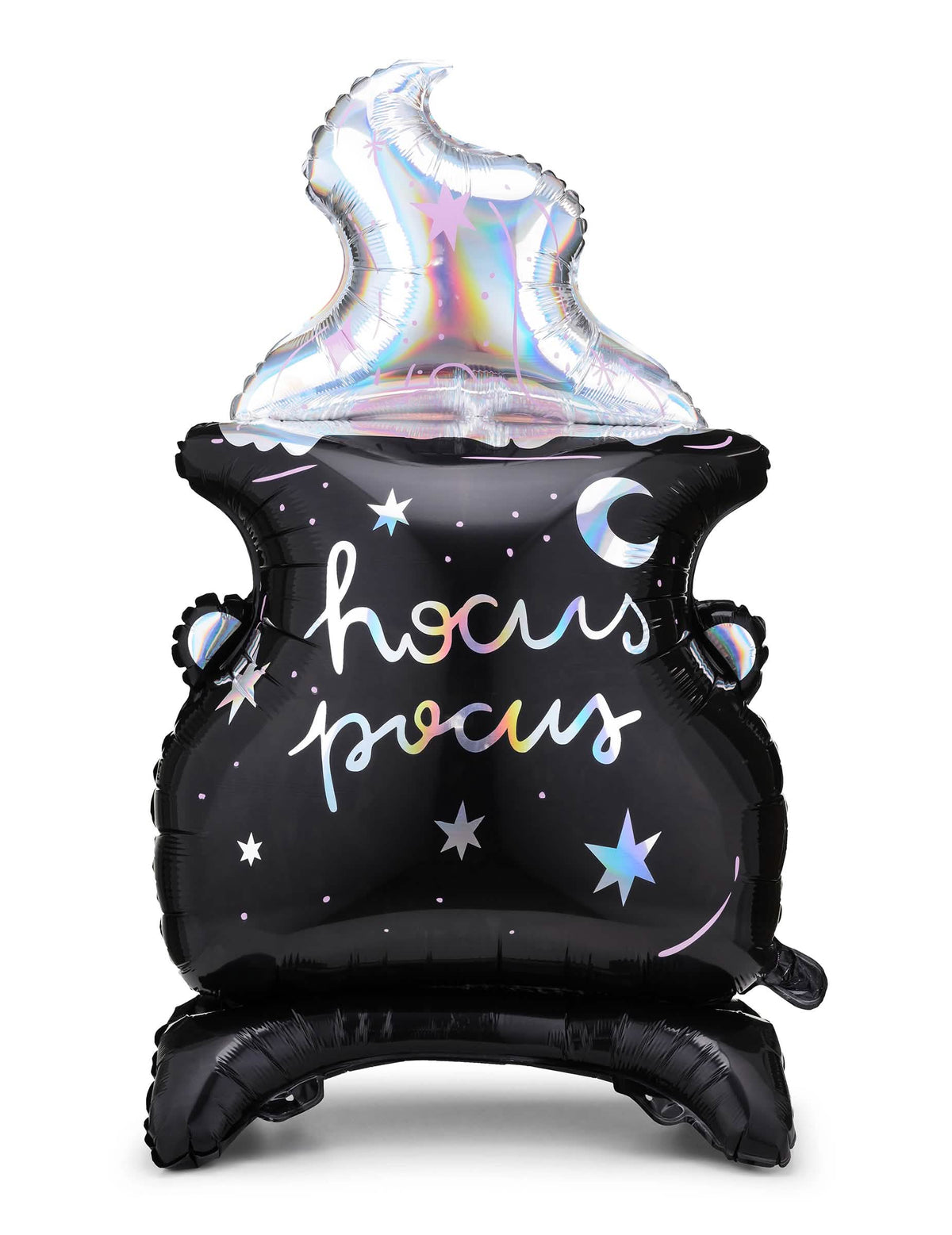 Ballon en aluminium géant chaudron hocus pocus pour décoration d'Halloween noir et iridescent