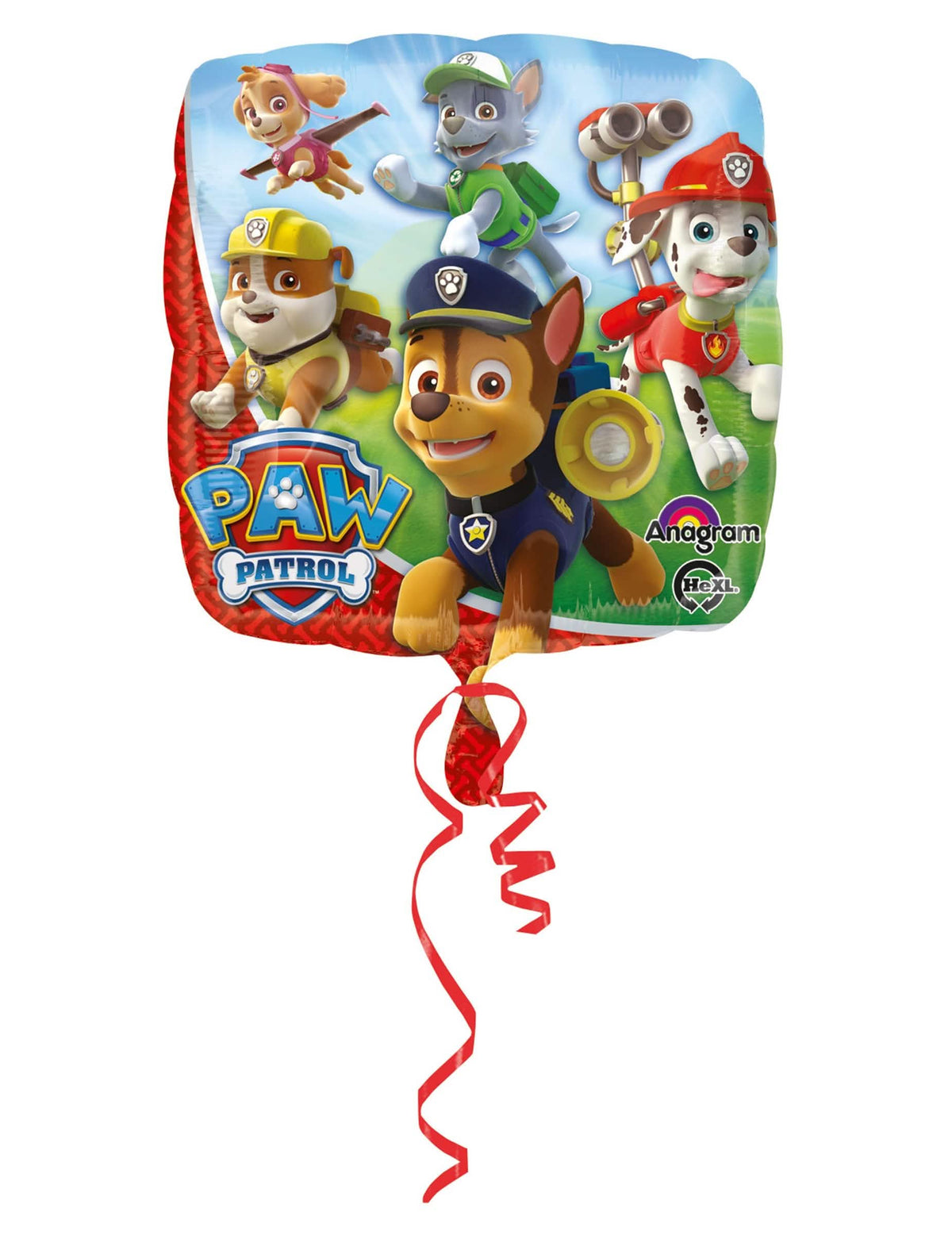 Globo de aluminio Patrulla Canina para niño multicolor de forma cuadrada
