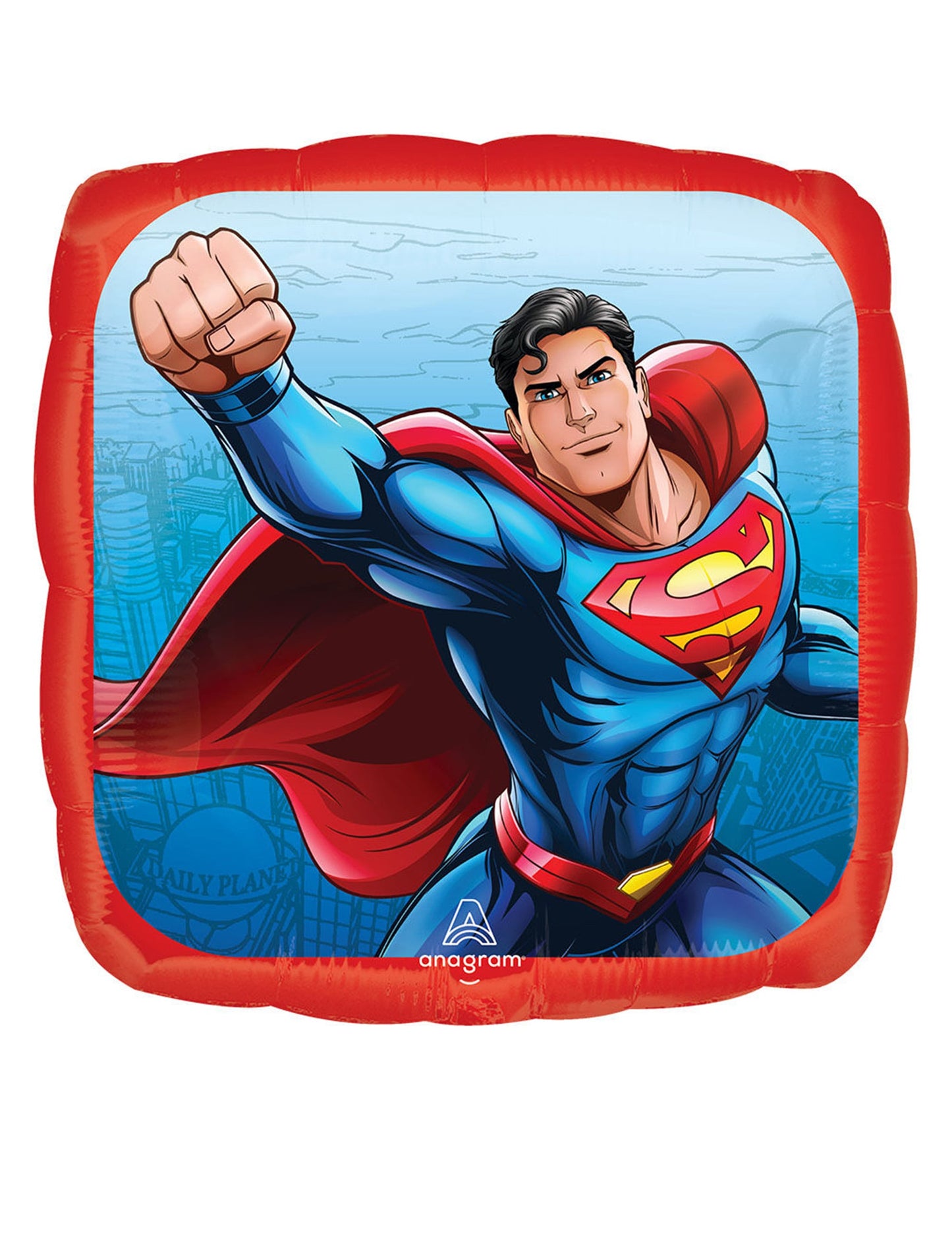 Ballon en aluminium Superman pour fête rouge de forme carrée