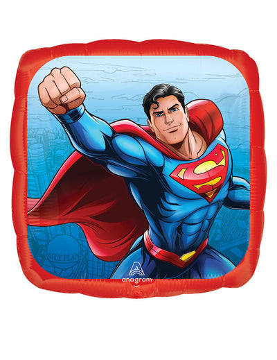 Ballon en aluminium Superman pour fête rouge de forme carrée