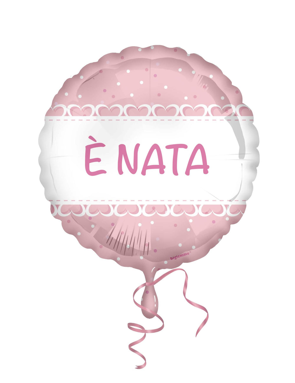 Globo de foil Ella nació para bebé niña rosa con motivos de corazones