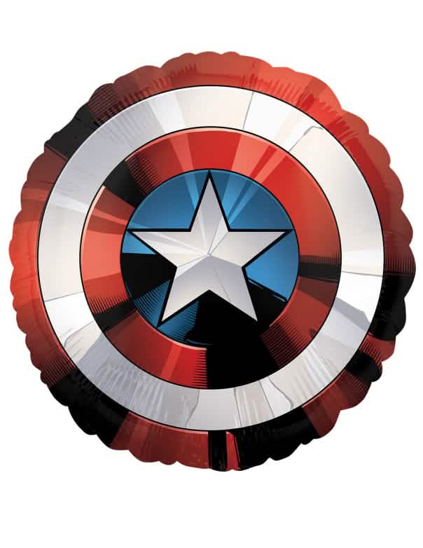 globo gigante de aluminio Los Vengadores para fiesta motivo escudo Capitán América rojo blanco azul