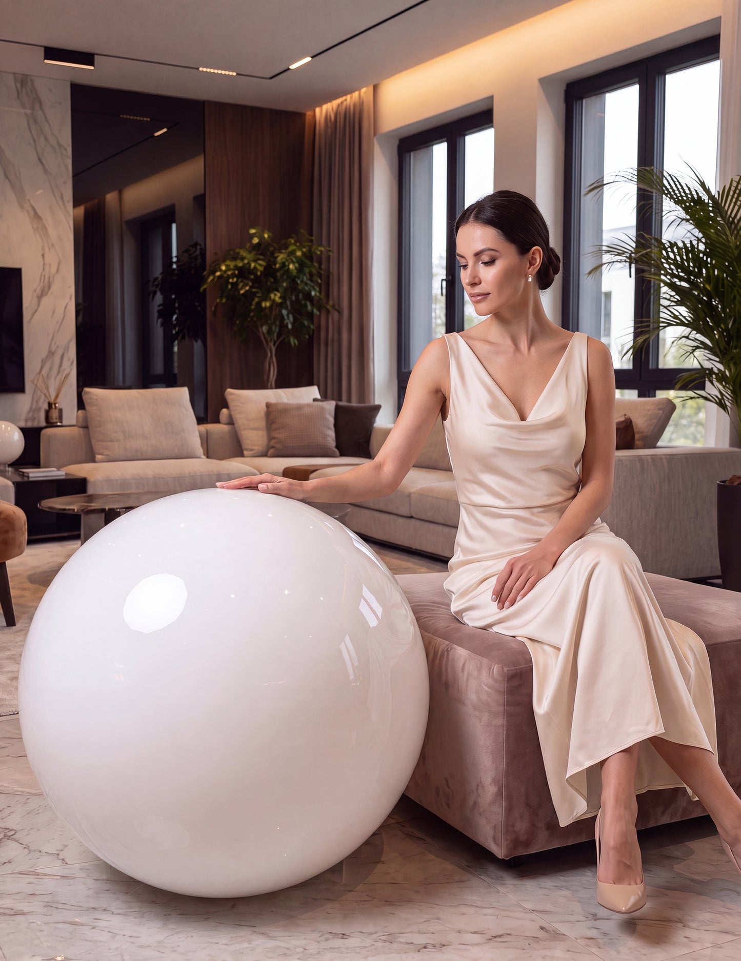 Globo gigante de bola de espejo blanco 80 cm